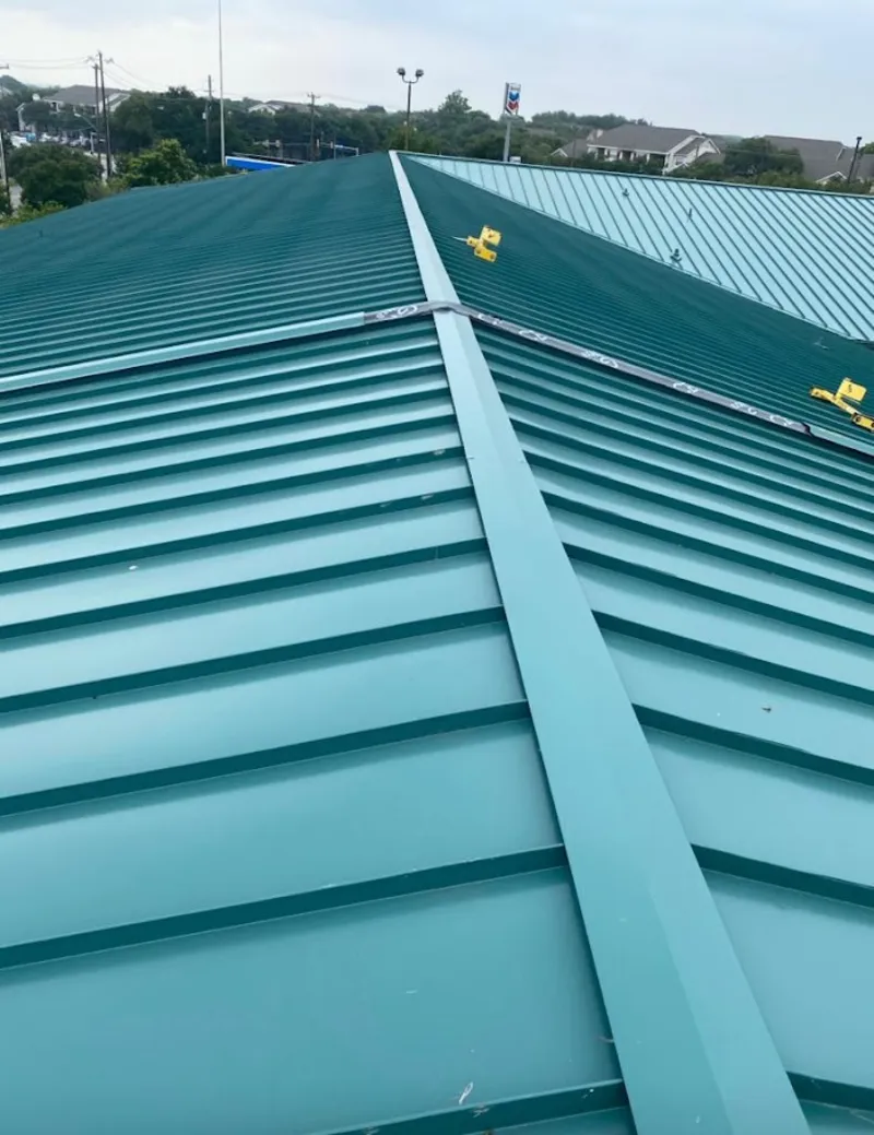 Green commercial metal roof ridge and valley for Metal Roof Repair in Rocky Mount